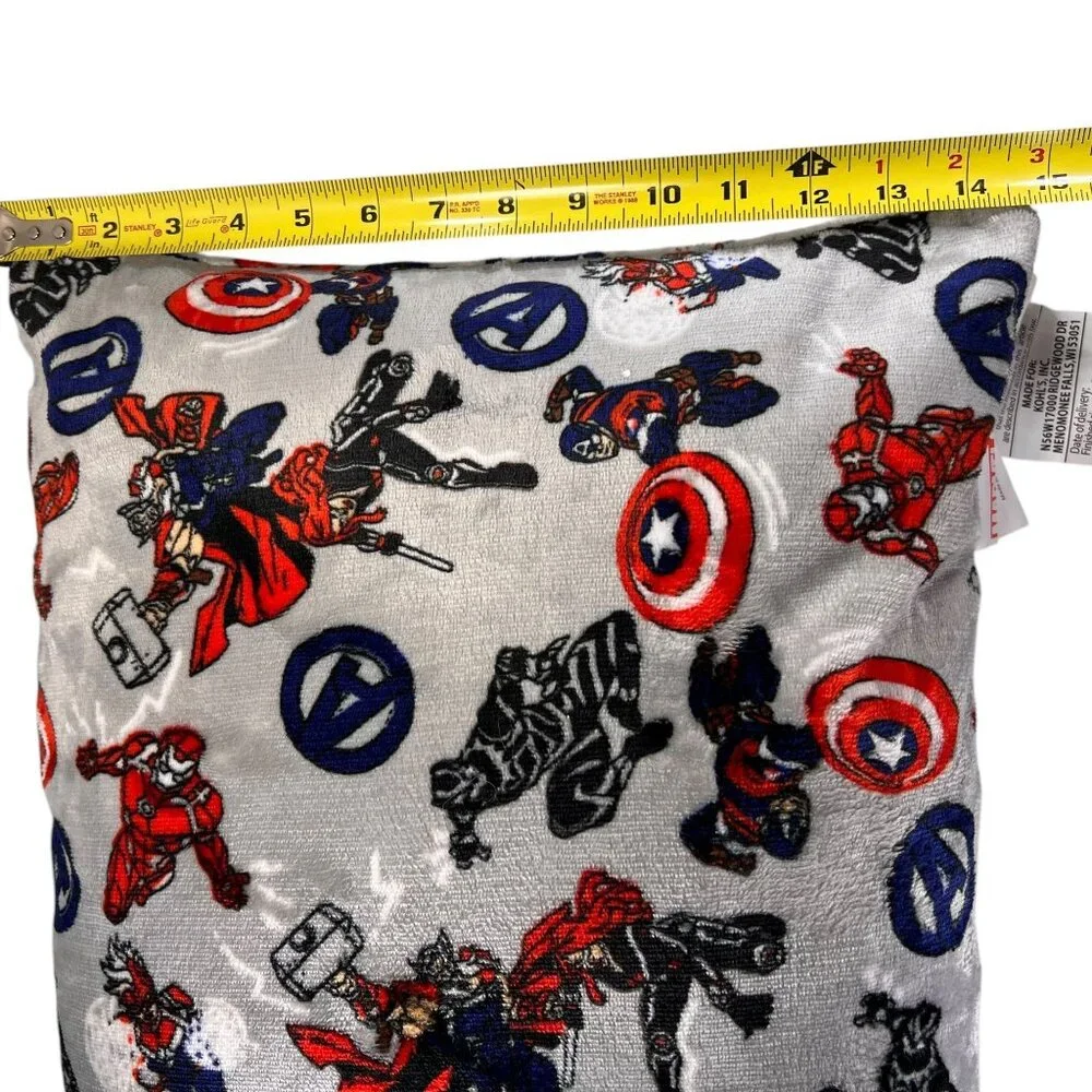 Marvel Avengers Superhero Pillow Set of 2 16 inch Square Plush Gray Red Black